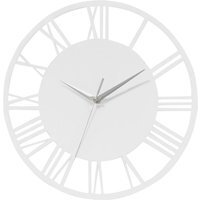 Round Roman Numeral Dial Wall Clock with Silver Hands - White & Silver - image 1