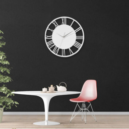 Round Roman Numeral Dial Wall Clock with Silver Hands - White & Silver - thumbnail 4