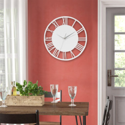 Round Roman Numeral Dial Wall Clock with Silver Hands - White & Silver - thumbnail 3