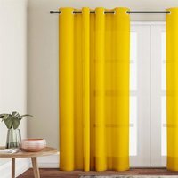 Voile Panel Curtain Eyelet - Yellow / 48in - thumbnail 1