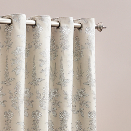 Set of 2 Sophia Jacquard Floral Eyelet Curtains - Natural / 117cm / 137cm - thumbnail 4