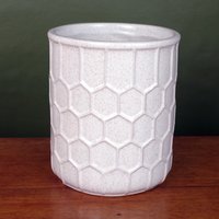 White Honeycomb Speckled Ceramic Planter Plant Pot - White Honey Print
