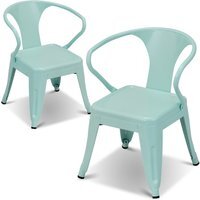 Kids Chair Set of 2 Steel Children Chair with Backrest - Blue