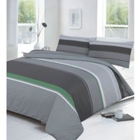 Carter Green Striped Duvet Cover Set Modern Bedding - Green / King - image 1