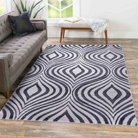 Valencia Modern Ogee Design Carved Area Rugs - Dark Grey / 160x230 cm Rectangle - thumbnail 1