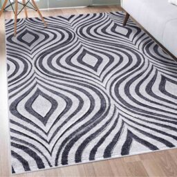 Valencia Modern Ogee Design Carved Area Rugs - Dark Grey / 160x230 cm Rectangle - thumbnail 3