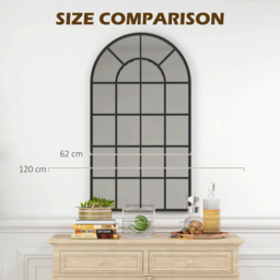 HOMCOM Arch Mirror for Living Room  Window Wall Mirror for Home Decor - Black - thumbnail 3