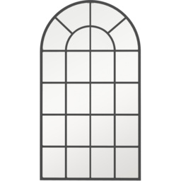 HOMCOM Arch Mirror for Living Room  Window Wall Mirror for Home Decor - Black - thumbnail 4
