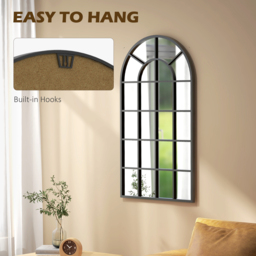 HOMCOM Arch Mirror for Living Room  Window Wall Mirror for Home Decor - Black - thumbnail 2