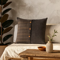 Quimper Set of 2 Pewter Tweed Cushion Covers - Grey