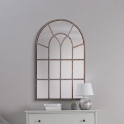 MirrorOutlet The Kirkby Arched Gothic Window Style Mirror  - Brown - thumbnail 4