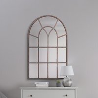 MirrorOutlet The Kirkby Arched Gothic Window Style Mirror  - Brown