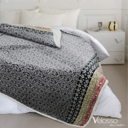 Stunning Plush Ethnic Scandi Printed Fleece Reverse Throw - Charcoal - thumbnail 5