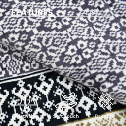 Stunning Plush Ethnic Scandi Printed Fleece Reverse Throw - Charcoal - thumbnail 3