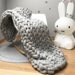 Livingandhome Chunky Knit Throw - Grey / 100*120cm - thumbnail 2