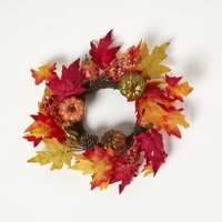 Homescapes Orange Autumn Wreath with Pumpkins - Orange - image 1
