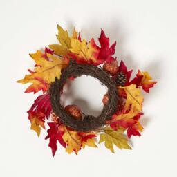 Homescapes Orange Autumn Wreath with Pumpkins - Orange - thumbnail 4