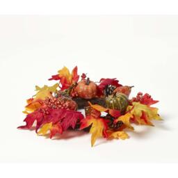Homescapes Orange Autumn Wreath with Pumpkins - Orange - thumbnail 3