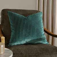 Savoy Stripe Cut Velvet Cushion - Teal / Polyester - image 1