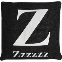Words 'Zzzzzz' Black Cushion - Black & White