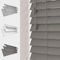 Faux Wood String Venetian Blinds 50mm Slats - Dark Grey / 160cm / 150cm - image 1