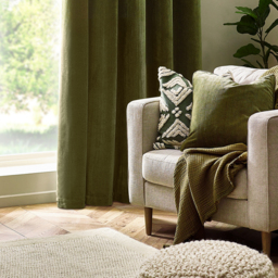 Heavy Chenille Piped Cushion - Olive / Polyester - thumbnail 4