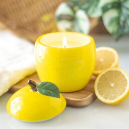 Zesty Lemon Candle Jar For Fun Home Decor - Yellow - thumbnail 3