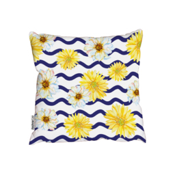 White And Yellow Daisies Outdoor Cushion - Yellow / 60cm - thumbnail 2