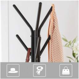 VASAGLE Rack Stand, Coat Tree, Hall Tree Free Standing, Industrial Style - Black - thumbnail 4