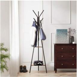 VASAGLE Rack Stand, Coat Tree, Hall Tree Free Standing, Industrial Style - Black - thumbnail 2