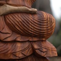 Hand Carved Suar Wood Buddha Statue, Natural Art Gift - Brown