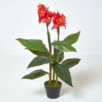 Homescapes Artificial Canna Lily Plant, 90 cm Tall - Green - thumbnail 1