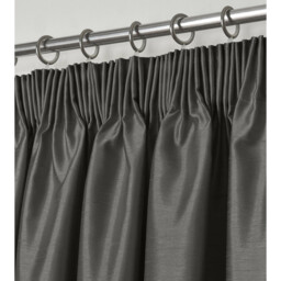 Luxury Faux Silk Plain Curtain Pair - Charcoal / 46in / 54in - thumbnail 2