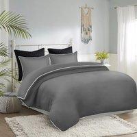 Piping Duvet Cover Set - Grey / Superking - image 1