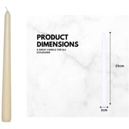 50 Tapered Ivory Household Dinner Candles 7H Burn Time 25cm - Ivory - thumbnail 2