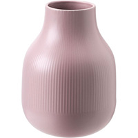 Ceramic Bulbous Shape Ribbed Vase - Pink
