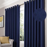Diamond Blackout Eyelet Curtains - Blue / 117cm / 183cm