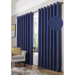 Diamond Blackout Eyelet Curtains - Blue / 117cm / 183cm - thumbnail 3