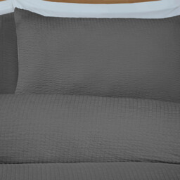 Seersucker Washable Duvet Set - Charcoal / Single - thumbnail 4