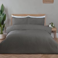 Seersucker Washable Duvet Set - Charcoal / Single - thumbnail 1
