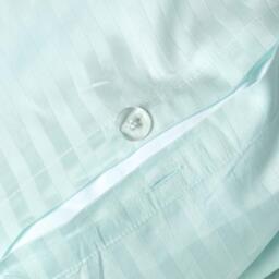 Satin Stripe Egyptian Cotton Duvet Cover with Pillowcase - Blue / Double - thumbnail 3