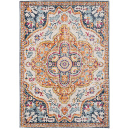Bold Distressed Traditional Medallion Living Area Rug - Multicolour / 170 x 120cm - thumbnail 3