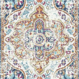 Bold Distressed Traditional Medallion Living Area Rug - Multicolour / 170 x 120cm - thumbnail 2