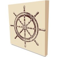Ship Steering Wheel - Graphic Art Print on Canvas - Brown / 90cm - image 1
