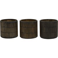 Gaia Set Of 3 Mosaic Glass Tealight Holders - Gold