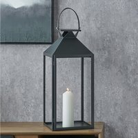 Metal and Glass Decorative Lantern - Black