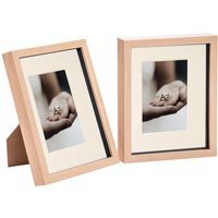 "3D Box Photo Frame - 8x10"" with 4 x 6"" Mount - Pack of 2 - Light Wood/Ivory"