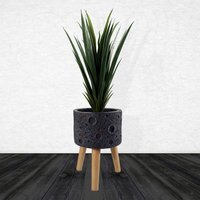 Moon Black Planter with Stand - Lunar Black