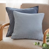 Lark Muslin Cotton Cushion - Mineral Blue / Feather - image 1