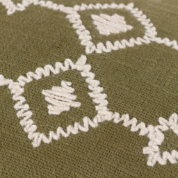 Folis Embroidered Cushion - Khaki / Polyester - thumbnail 4